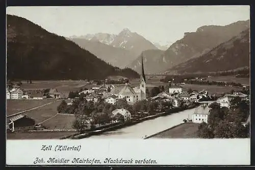 AK Zell /Zillertal, Ortsansicht mit Kirche