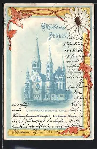 Lithographie Berlin-Charlottenburg, Kaiser Wilhelm Gedächtnis-Kirche