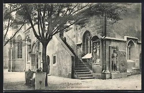 AK Schweinfurt, Strassenpartie an der Johanneskirche