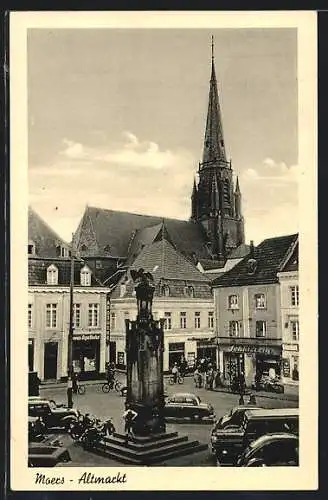 AK Moers, Altmarkt mit Blick zur Kirche