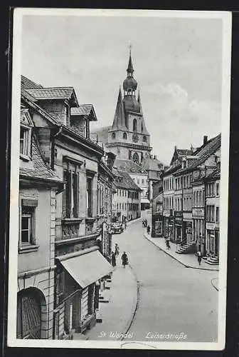 AK St. Wendel, Blick in die Luisenstrasse, Kirche