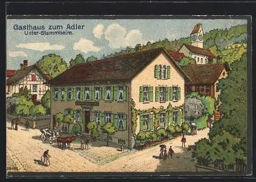 Künstler-AK Unter-Stammheim, Gasthaus zum Adler