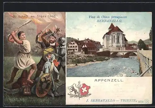 AK Appenzell, Kirche, Uli Rotach am Stoss 1405, Vino di China ferruginoso Serravallo, Reklame