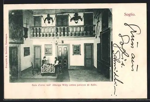 AK Soglio, Sala d`armi nell` Albergo Willy antico palazzo de Salis