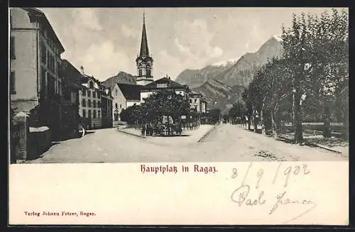 AK Ragaz, Partie des Hauptplatzes mit Kirche