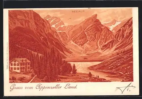 Lithographie Appenzell, Seealp