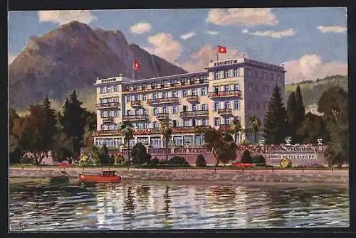 Künstler-AK Lugano, Grand Hotel Europa