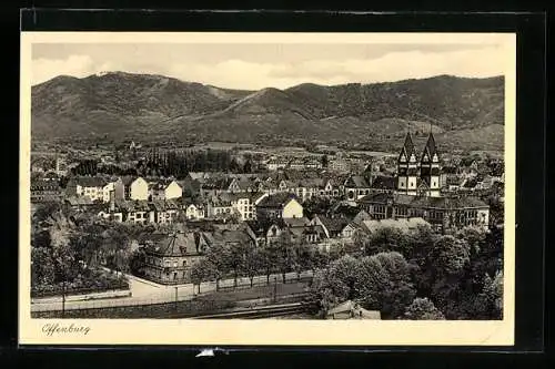 AK Offenburg, Teilansicht mit Kirche