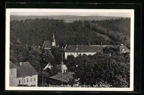 AK Klingenberg /Bez. Dresden, Ortspartie mit Kirche