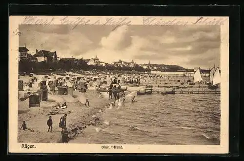 AK Binz /Rügen, Strand mit Besuchern