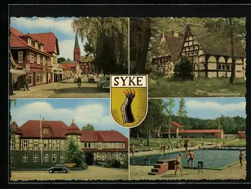 AK Syke, Heimatmuseum, Mühlendamm, Kreishaus und Freibad