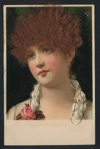 Echt-Haar-AK Junge Dame mit braunen Haaren