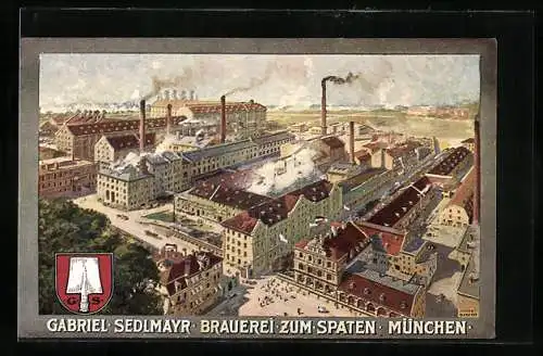Künstler-AK München, Brauerei zum Spaten von Gabriel Sedlmayr