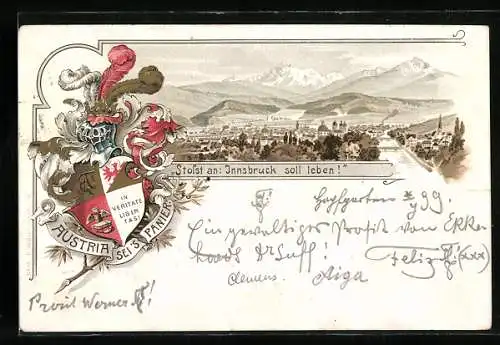 Lithographie Innsbruck, Austrá sei`s panier!, Buschenschaftswappen