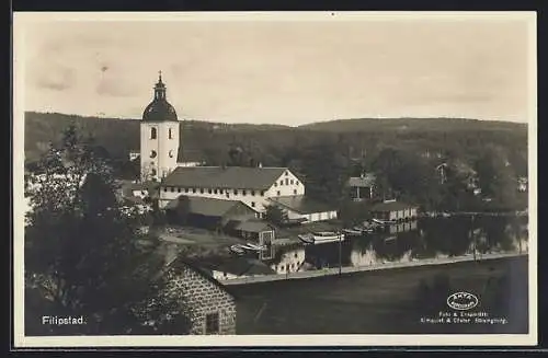 AK Filipstad, Ortspartie mit Kirche