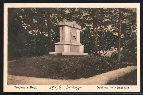 AK Treptow a. Rega, Denkmal im Königshain