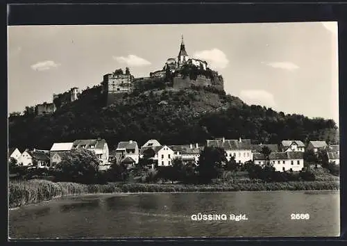 AK Güssing /Bgld., Ortsansicht vom Wasser aus