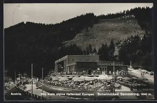 AK Semmering, Hallenbad mit Aussenrestaurant und Umgebung