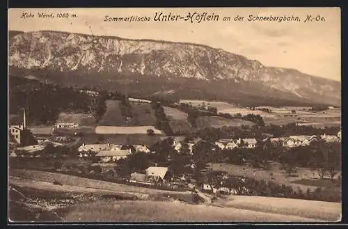 AK Unter-Höflein an der Schneebergbahn, Ortsansicht gegen die Hohe Wand