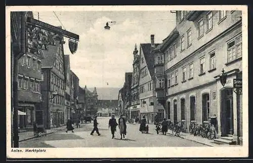 AK Aalen, Marktplatz mit Geschäften