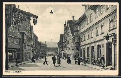 AK Aalen, Marktplatz mit Geschäften