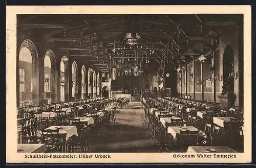 AK Berlin-Kreuzberg, Gasthaus Schultheiss-Patzenhofer früher Urbock, Fidicinstrasse 2-3, Innenansicht