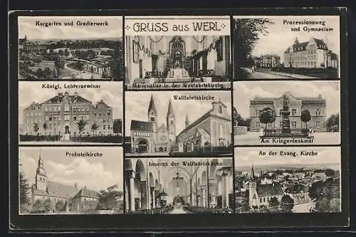 AK Werl, Wallfahrtskirche, Innenansicht, Kriegerdenkmal