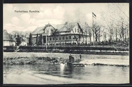 AK Aumühle / Hamburg, Uferpartie mit dem Fischerhaus