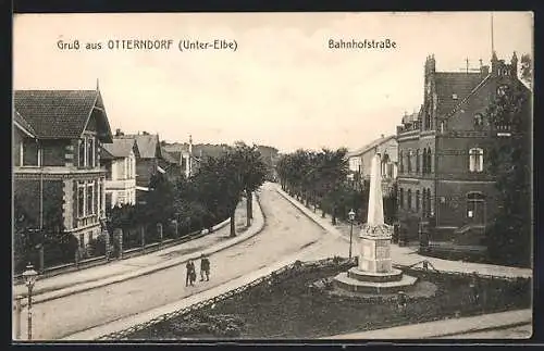 AK Otterndorf /Unter-Elbe, Denkmal an der Bahnhofstrasse