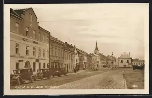 AK Gmünd /N.-D., platz mit Hotel Weber