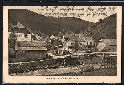 AK Imbach im Kremstale, Motiv aus Imbach, Teilansicht mit Flies und Brücke