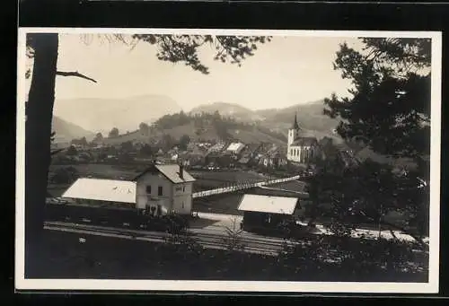 AK Türnitz, Bahnhof, Ortsansicht mit Kirche