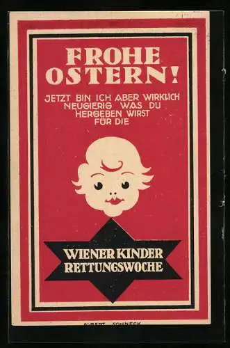 Künstler-AK Wien, Wiener Kinder-Rettungswoche, Wiener Jugendhilfswerk Rathausstrasse 9