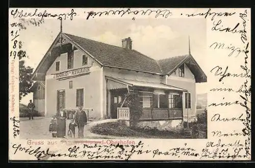 AK Oberhofen am Irrsee, Rabenschwand, Restauration J. Schönauer mit Veranda