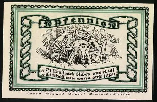 Notgeld Stolzenau /Weser 1921, 50 Pfennig, Niedersächsischer Bauernhof