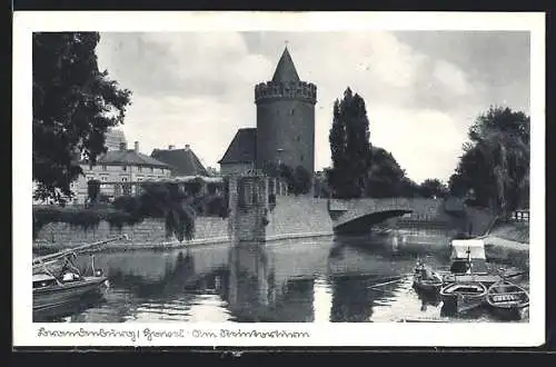 AK Brandenburg / Havel, Partie am Steintorturm, Ruderboote auf der Havel