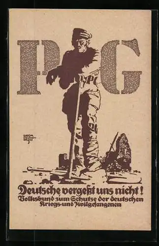 Künstler-AK Deutsche Vergesst uns nicht!, Soldat vor der Ruine, Kriegsnot