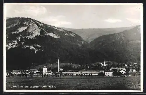 AK Weissenstein a. d. Drau, Panorama mit Chemischer Fabrik und Bergen