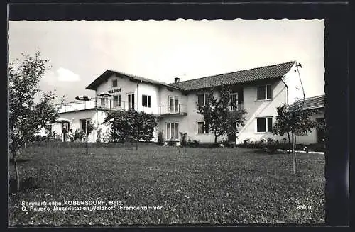 AK Kobersdorf, Blick vom Garten auf G. Pauer`s Jausenstation Waldhof