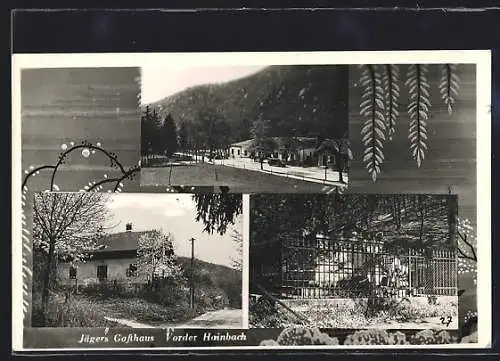 AK Vorder Hainbach, Jägers Gasthaus und Denkmal