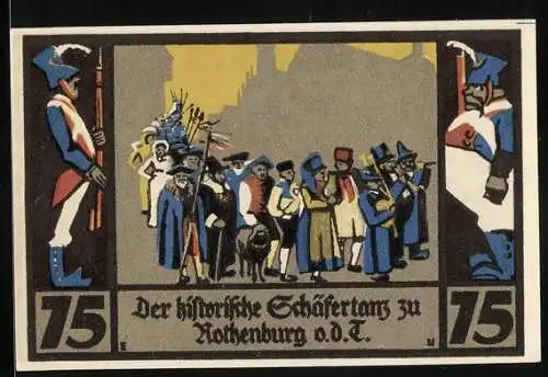 Notgeld Rothenburg o. T. 1921, 75 Pfennig, Der historische Schäfertanz