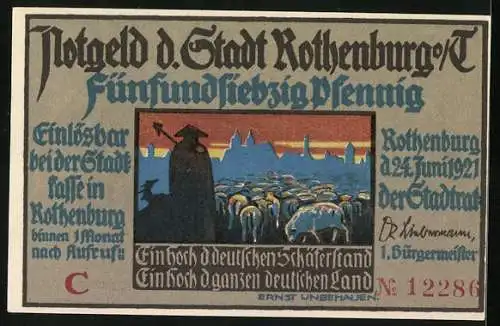 Notgeld Rothenburg o. T. 1921, 75 Pfennig, Der historische Schäfertanz