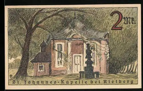 Notgeld Rietberg i. W. 1921, 2 Mark, Die St. Johannes-Kapelle