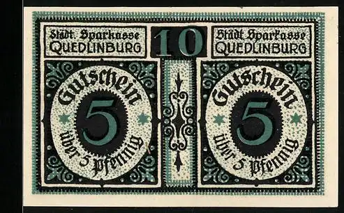 Notgeld Quedlinburg, 10 Pfennig, Der Feind reisst den Roland um