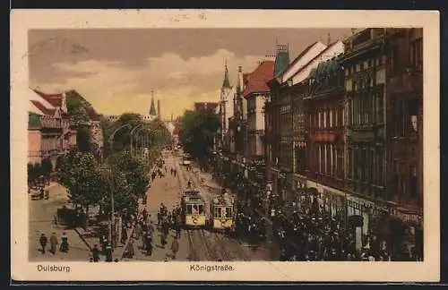 AK Duisburg, Königstrasse, Strassenbahn