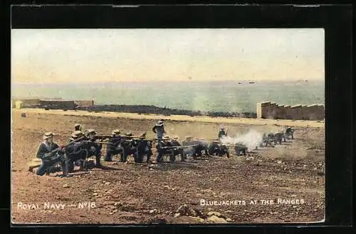 AK Royal Navy, Bluejackets at the Ranges, Britische Matrosen