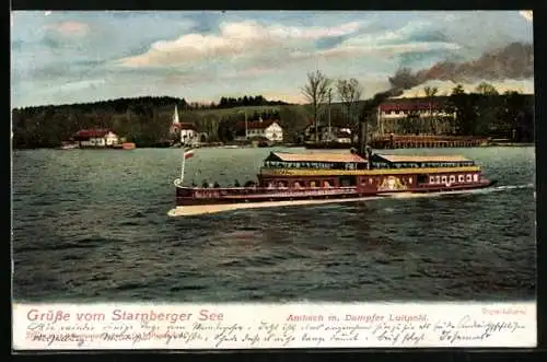 AK Ambach, Dampfer Luitpold auf dem Starnberger See