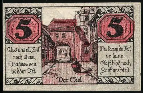 Notgeld Salzwedel 1921, 5 Pfennig, Der Siel, Bauern bei der Arbeit