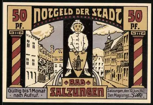 Notgeld Bad Salzungen 1921, 50 Pfennig, Blick zum Kurhaus