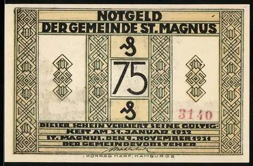 Notgeld St. Magnus 1922, 75 Pfennig, Lesumidyll